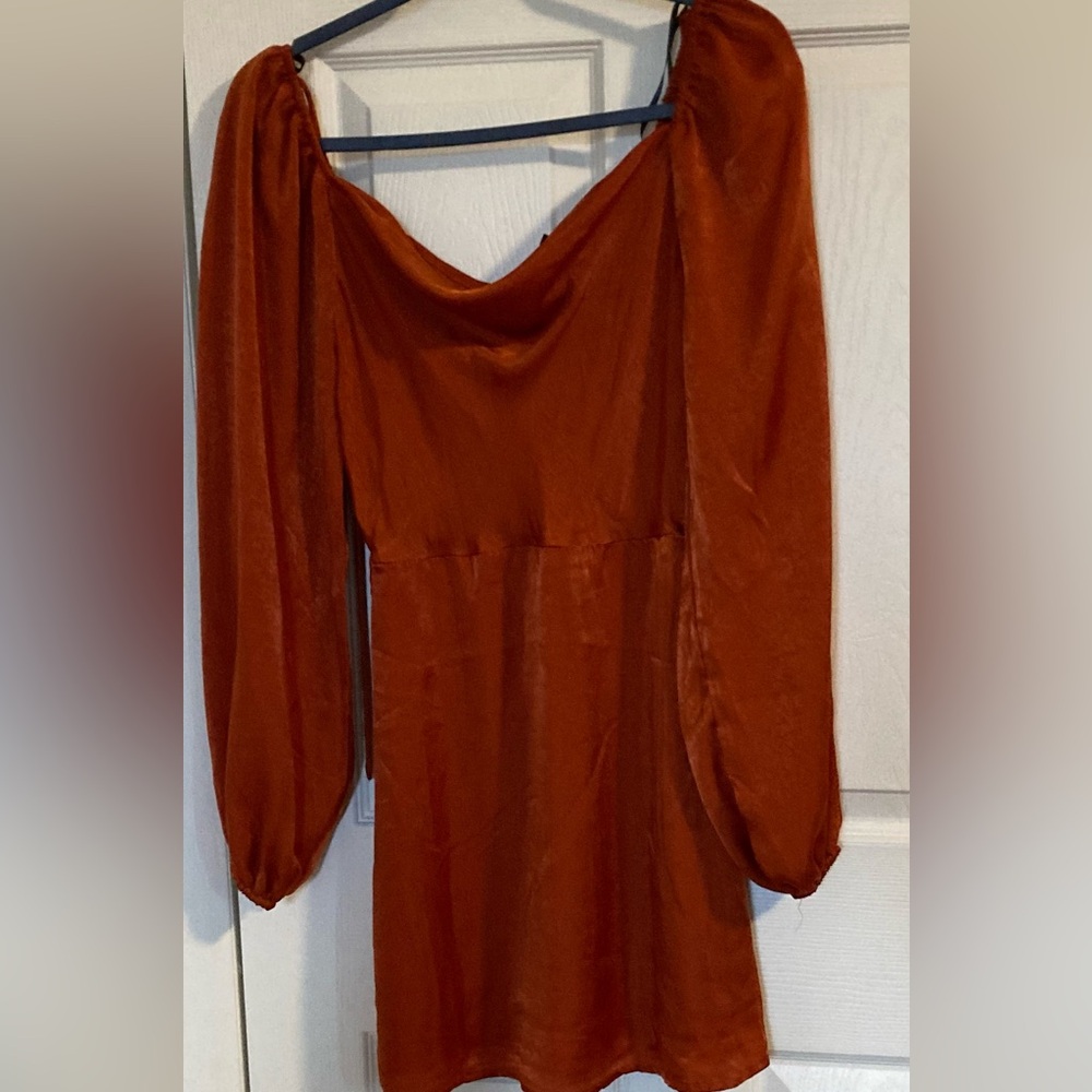 Rust color satin dress from Forever 21.